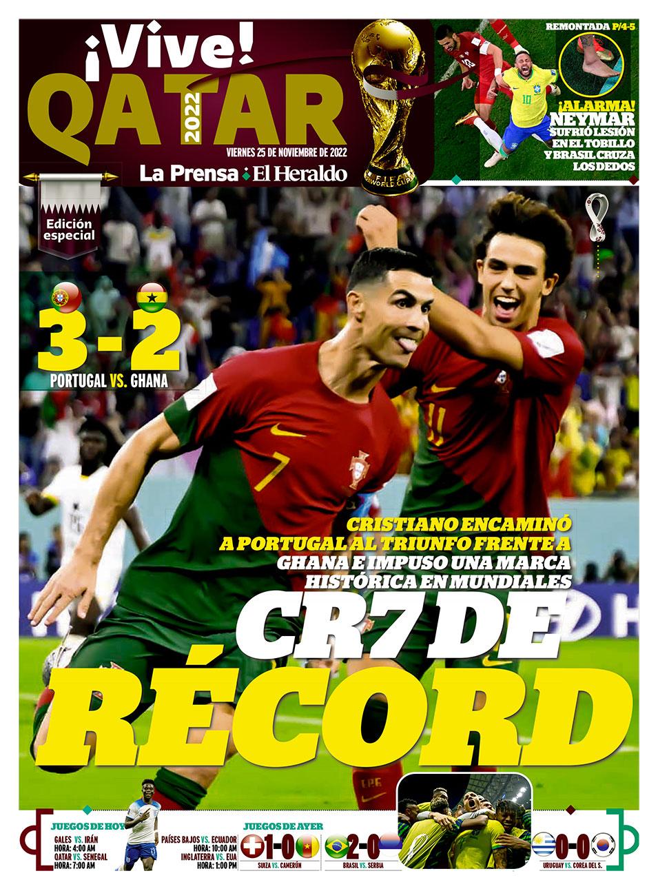Cristiano encaminó a Portugal al triunfo ante Ghana e impulsó una marca histórica en mundiales.