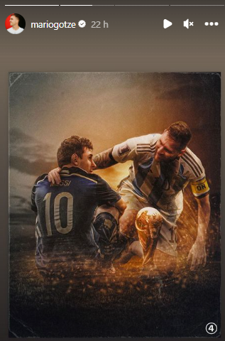 La foto que Götze le dedicó a Messi por ganar la Copa del Mundo con Argentina.